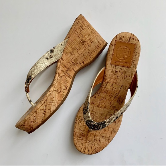 Tory Burch Shoes - Tory Burch Suzy Snake Wedge Flip Flop Sandal 8